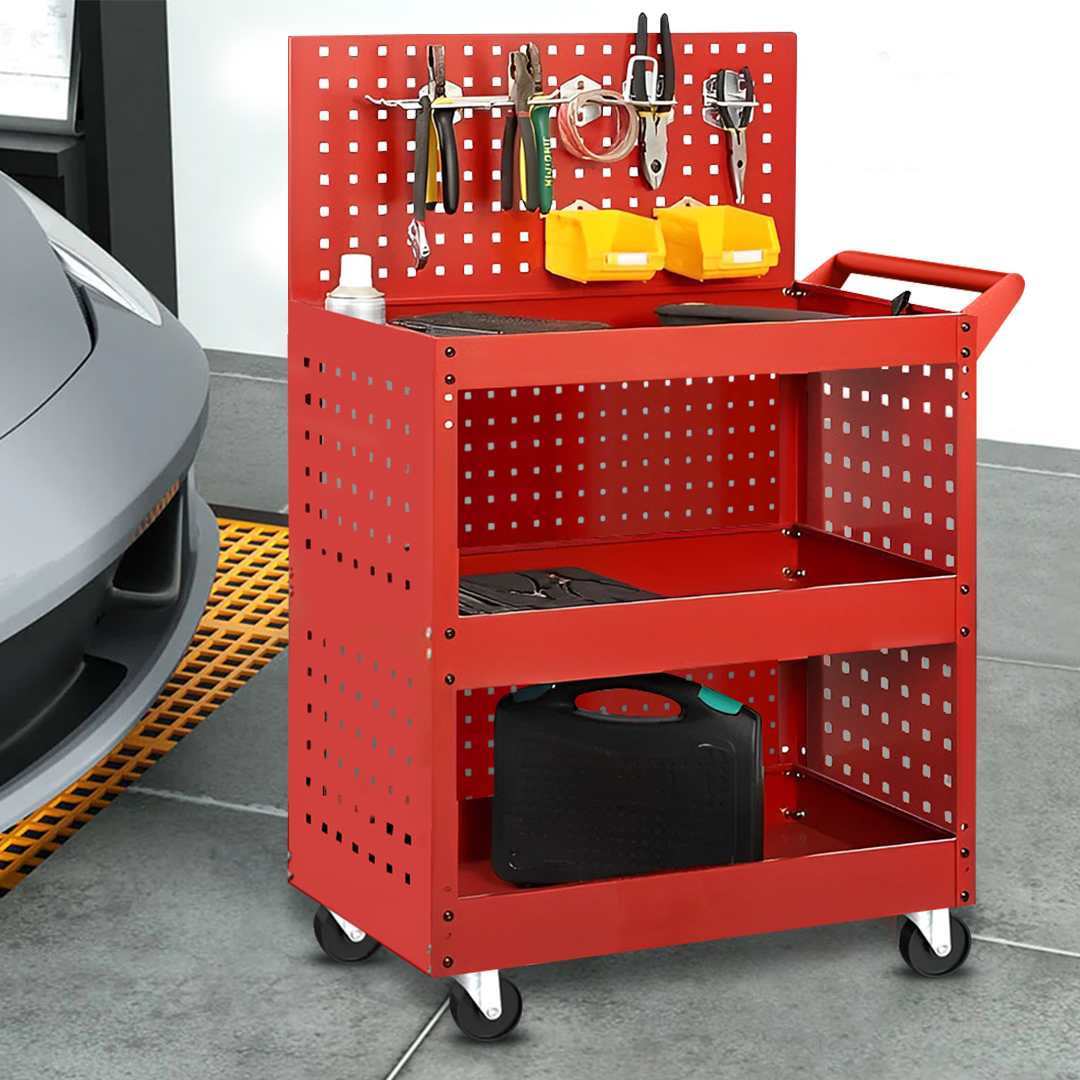 SOGA 2X 3 Tier Tool Storage Cart Portable Service Utility Heavy Duty Mobile Trolley with Porous Side Panels, Garden, Tools & Hardware, Garage Storage & Organisation, Tool Organisers, , ,  - NZ DEPOT 7