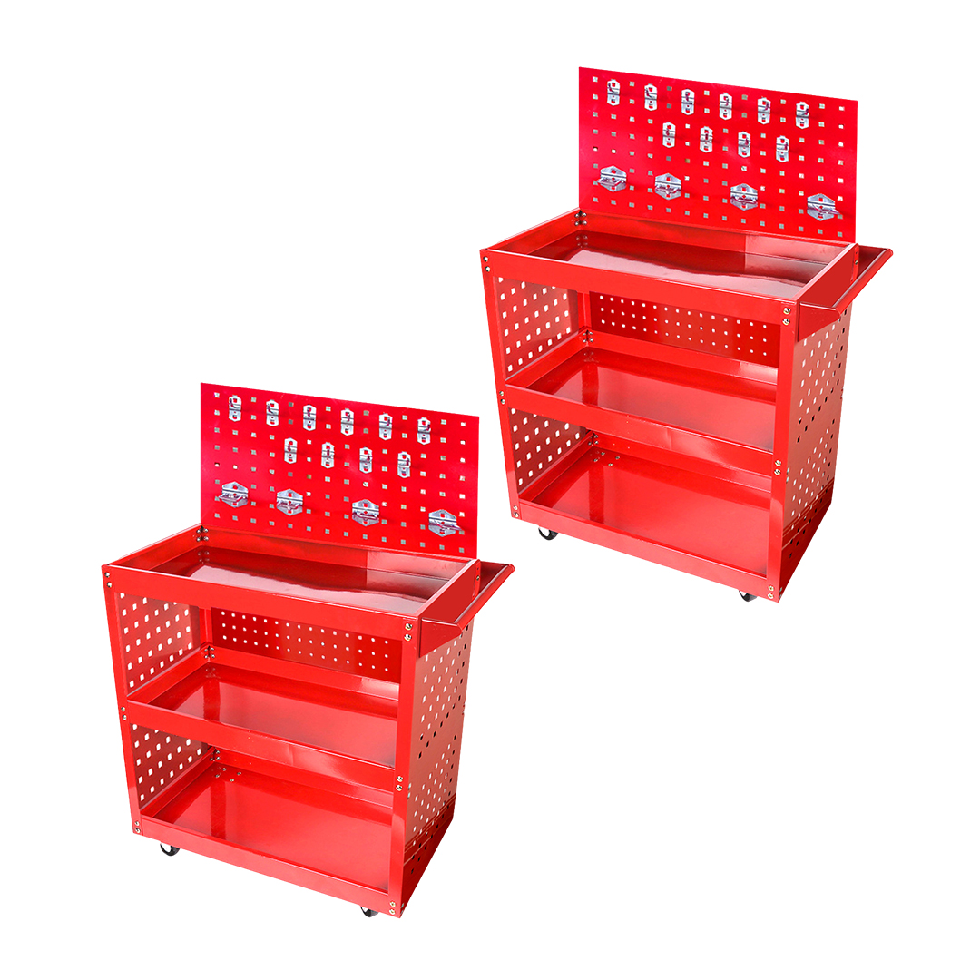 SOGA 2X 3 Tier Tool Storage Cart Portable Service Utility Heavy Duty Mobile Trolley with Porous Side Panels, Garden, Tools & Hardware, Garage Storage & Organisation, Tool Organisers, , ,  - NZ DEPOT 1