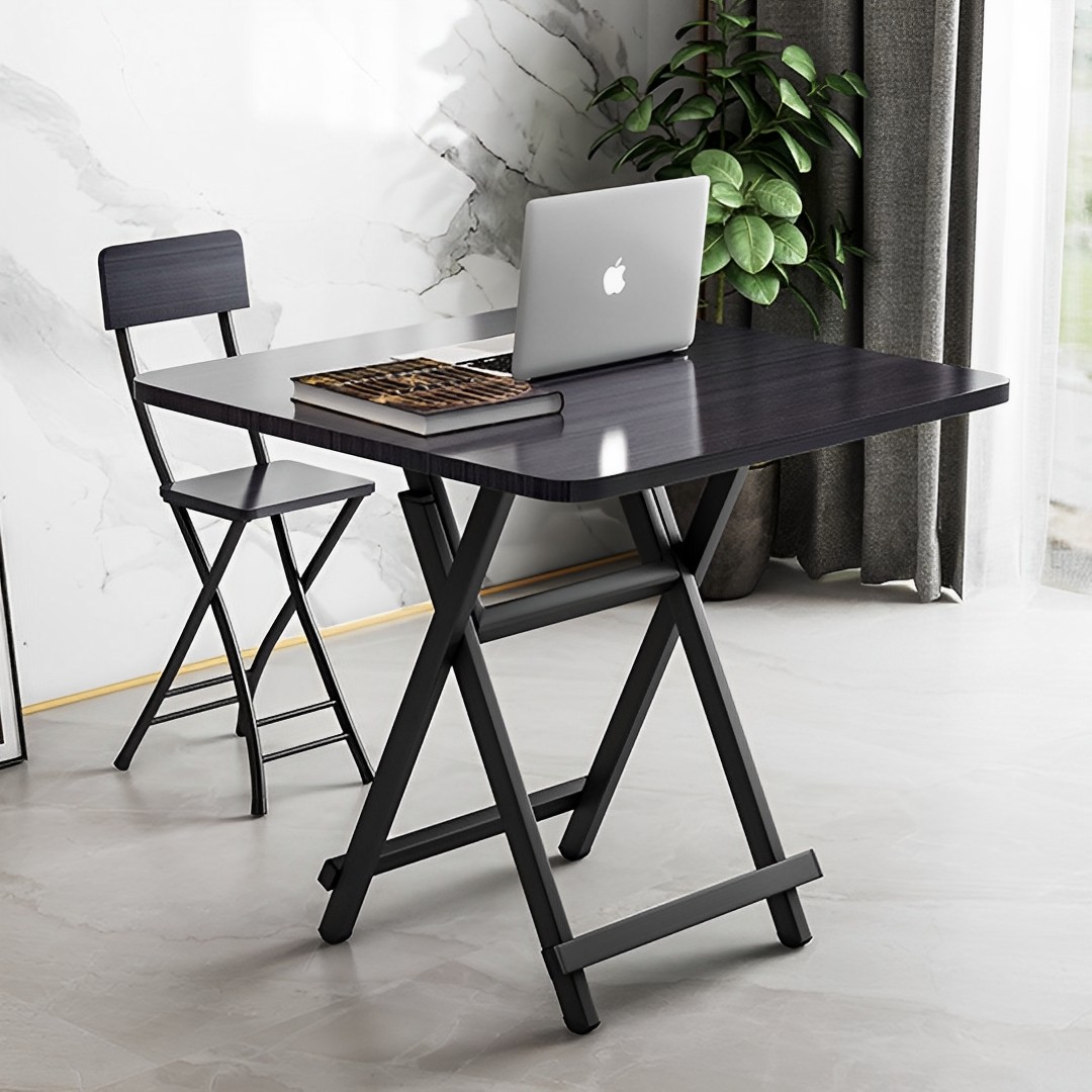 Soga 2X Black Dining Table Portable Square Surface Space Saving Folding Desk Home Decor, Furniture, Living Room Furniture, Tables, , ,  - Nz Depot 5