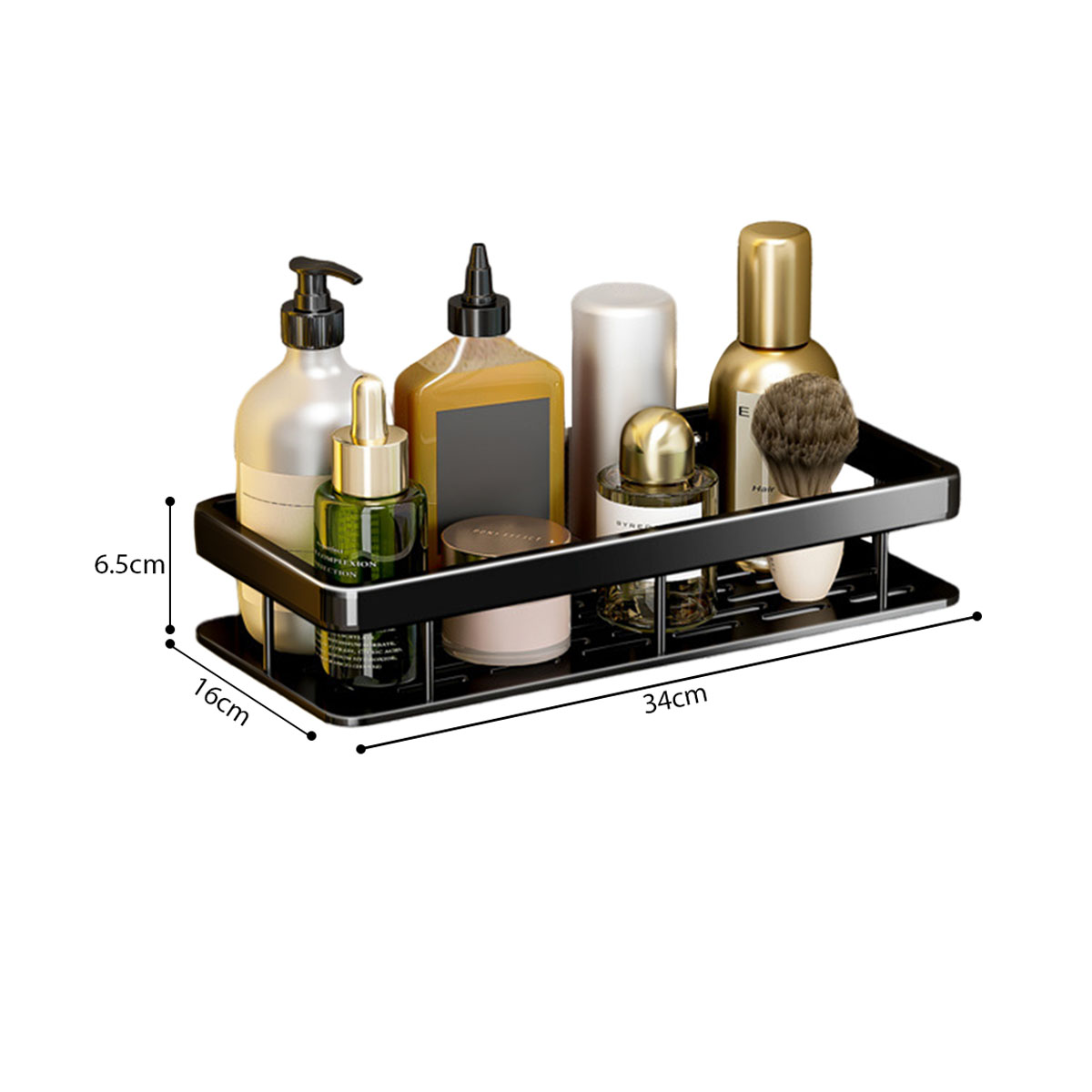 Soga 2X Black Wall-Mounted Rectangular Bathroom Storage Organiser Space Saving Adhesive Shelf Rack, Home, Bathroom, Bathroom Accessories, Bathroom Storage, ,  - Nz Depot 5