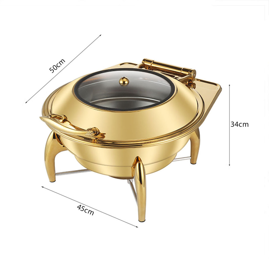 Soga 2X Gold Plated Stainless Steel Round Chafing Dish Tray Buffet Cater Food Warmer Chafer With Top Lid, Furniture, Kitchen &Amp; Dining Room Furniture, Buffets, Sideboards &Amp; Kitchen Islands, , ,  - Nz Depot 6