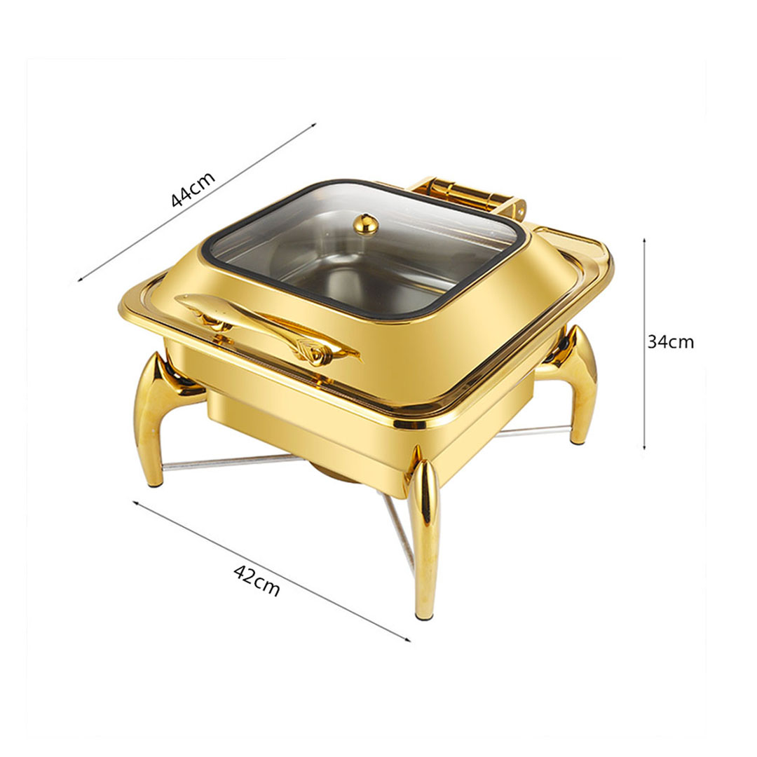 Soga 2X Gold Plated Stainless Steel Square Chafing Dish Tray Buffet Cater Food Warmer Chafer With Top Lid, Furniture, Kitchen &Amp; Dining Room Furniture, Buffets, Sideboards &Amp; Kitchen Islands, , ,  - Nz Depot 7