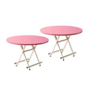 SOGA 2X Pink Dining Table Portable Round Surface Space Saving Folding Desk Home Decor, Furniture, Living Room Furniture, Tables, , ,  - NZ DEPOT 1