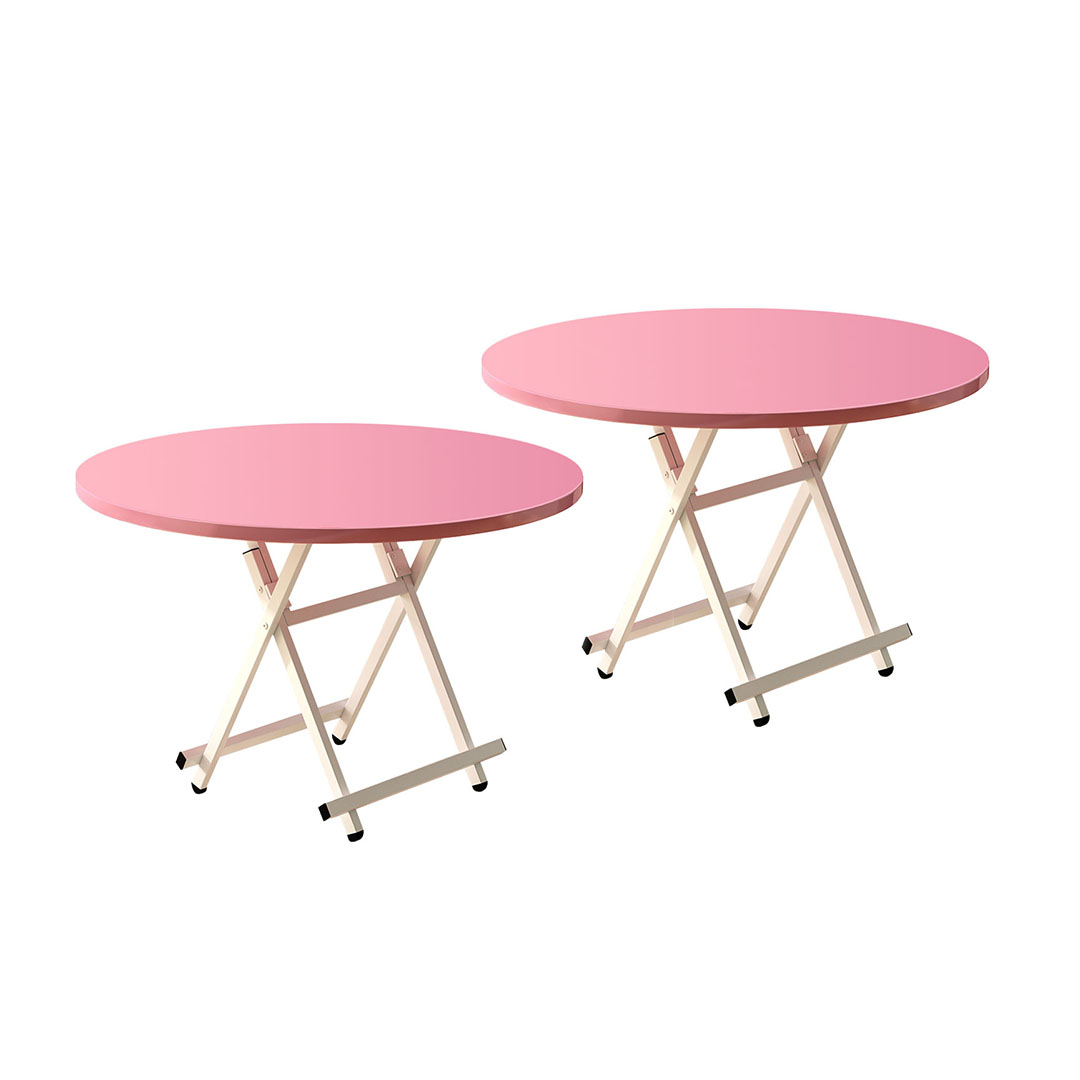 Soga 2X Pink Dining Table Portable Round Surface Space Saving Folding Desk Home Decor, Furniture, Living Room Furniture, Tables, , ,  - Nz Depot 1