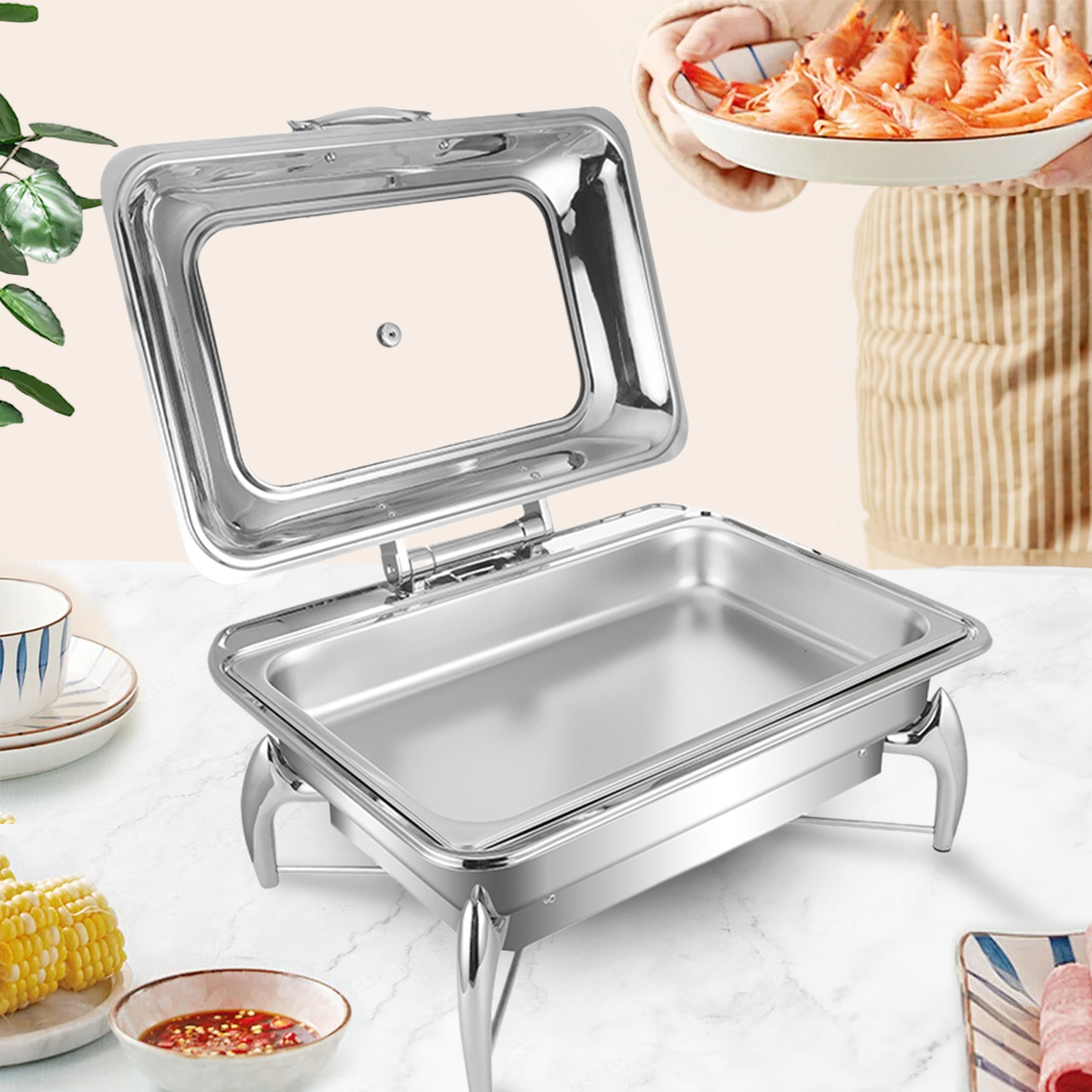 Soga 2X Stainless Steel Rectangular Chafing Dish Tray Buffet Cater Food Warmer Chafer With Top Lid, Home &Amp; Living, Kitchen &Amp; Dining, Barware, Spirit Dispensers, ,  - Nz Depot 2