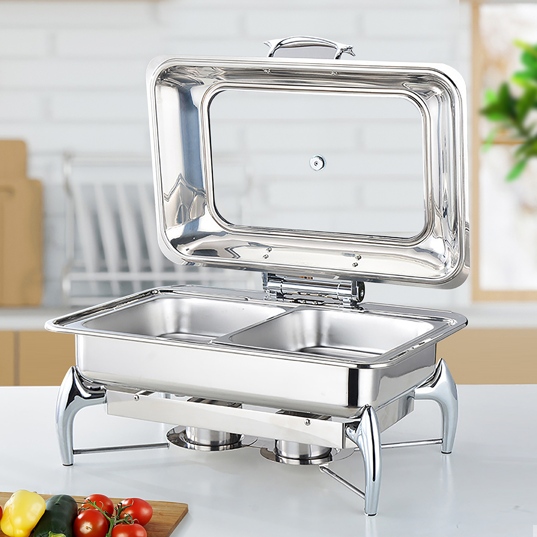 Soga 2X Stainless Steel Rectangular Chafing Dish Tray Buffet Cater Food Warmer Chafer With Top Lid, Home &Amp; Living, Kitchen &Amp; Dining, Barware, Spirit Dispensers, ,  - Nz Depot 4