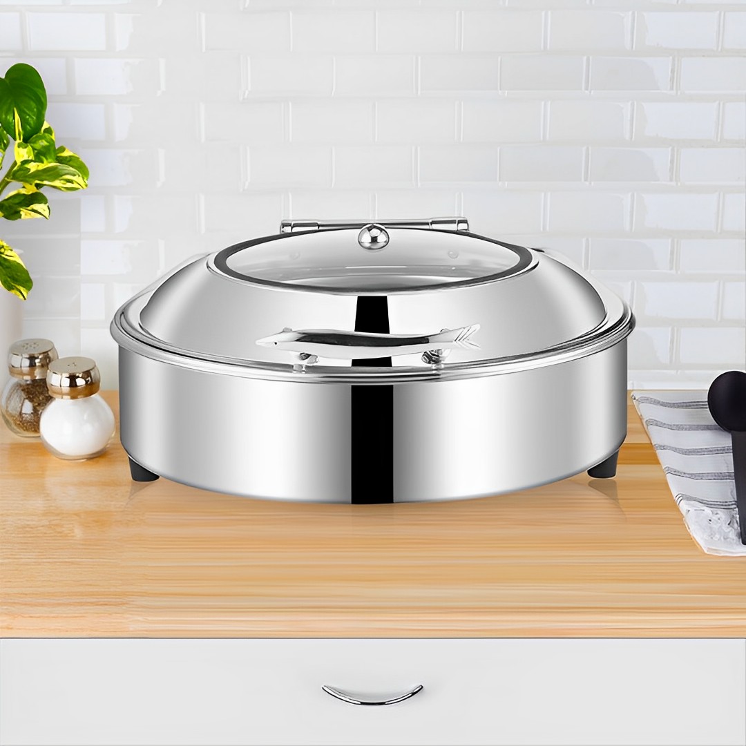 Soga 2X Stainless Steel Round Chafing Dish Tray Buffet Cater Food Warmer Chafer With Top Lid, Furniture, Kitchen &Amp; Dining Room Furniture, Buffets, Sideboards &Amp; Kitchen Islands, , ,  - Nz Depot 2