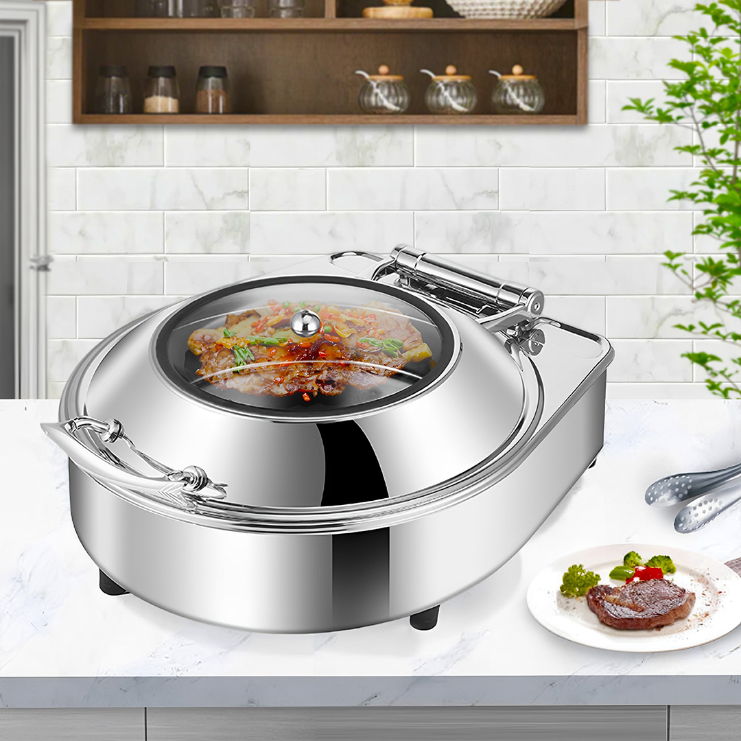 Soga 2X Stainless Steel Round Chafing Dish Tray Buffet Cater Food Warmer Chafer With Top Lid, Furniture, Kitchen &Amp; Dining Room Furniture, Buffets, Sideboards &Amp; Kitchen Islands, , ,  - Nz Depot 3