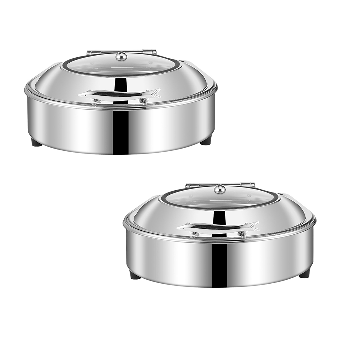 Soga 2X Stainless Steel Round Chafing Dish Tray Buffet Cater Food Warmer Chafer With Top Lid, Furniture, Kitchen &Amp; Dining Room Furniture, Buffets, Sideboards &Amp; Kitchen Islands, , ,  - Nz Depot 1