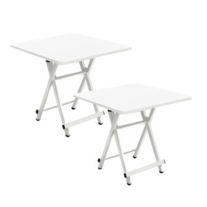 SOGA 2X White Dining Table Portable Square Surface Space Saving Folding Desk with Lacquered Legs Home Decor, Furniture, Living Room Furniture, Tables, ,  - NZ DEPOT 1