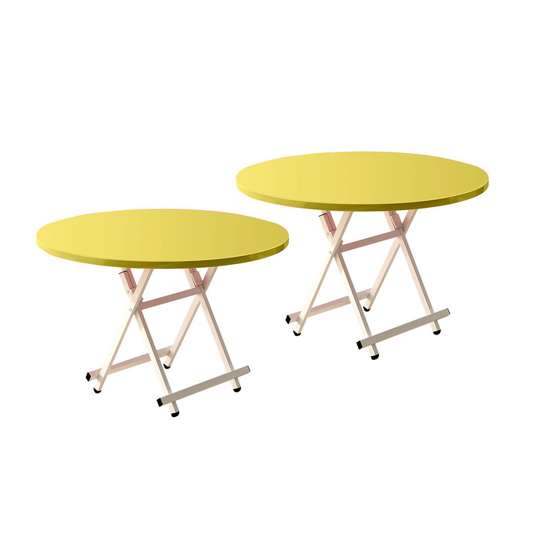 Soga 2X Yellow Dining Table Portable Round Surface Space Saving Folding Desk Home Decor, Furniture, Living Room Furniture, Tables, , ,  - Nz Depot 1