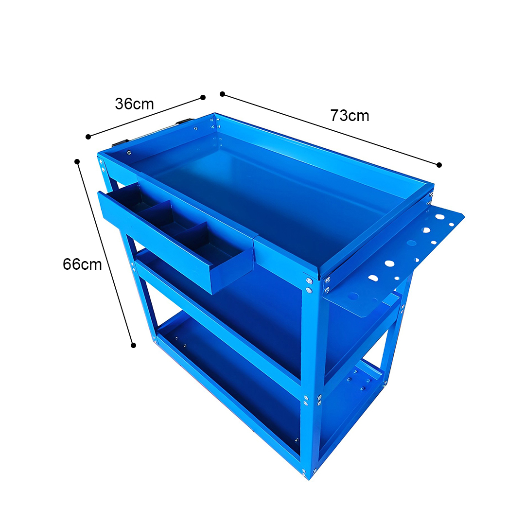 SOGA 3 Tier Tool Storage Cart Portable Service Utility Heavy Duty Mobile Trolley Blue, Garden, Tools & Hardware, Garage Storage & Organisation, Tool Organisers, , ,  - NZ DEPOT 4