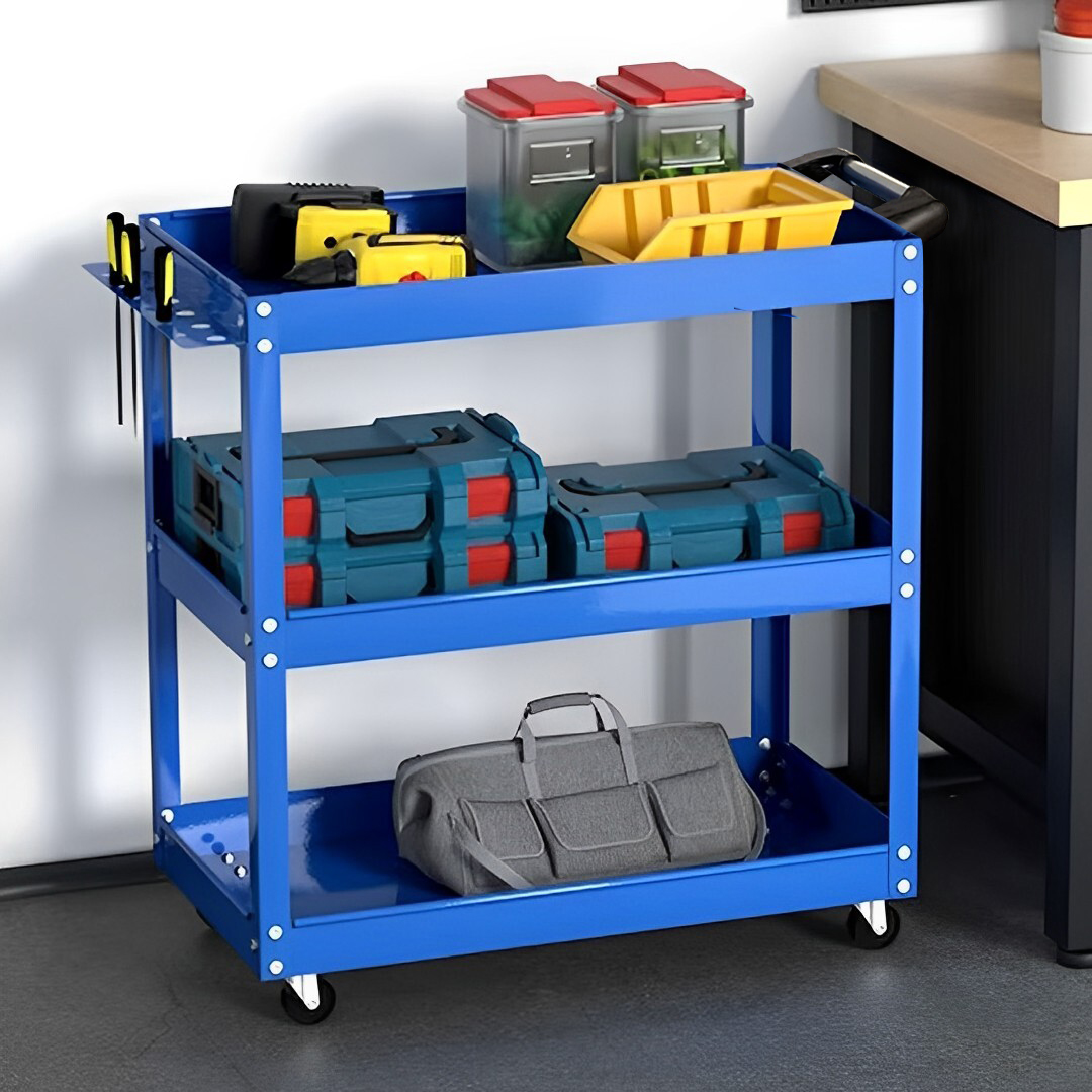 SOGA 3 Tier Tool Storage Cart Portable Service Utility Heavy Duty Mobile Trolley Blue, Garden, Tools & Hardware, Garage Storage & Organisation, Tool Organisers, , ,  - NZ DEPOT 5