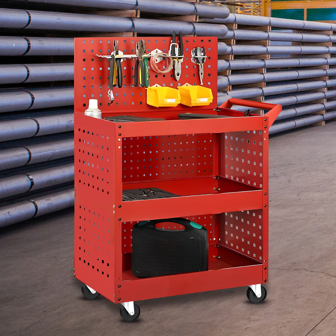 SOGA 3 Tier Tool Storage Cart Portable Service Utility Heavy Duty Mobile Trolley with Porous Side Panels, Garden, Tools & Hardware, Garage Storage & Organisation, Tool Organisers, , ,  - NZ DEPOT 2