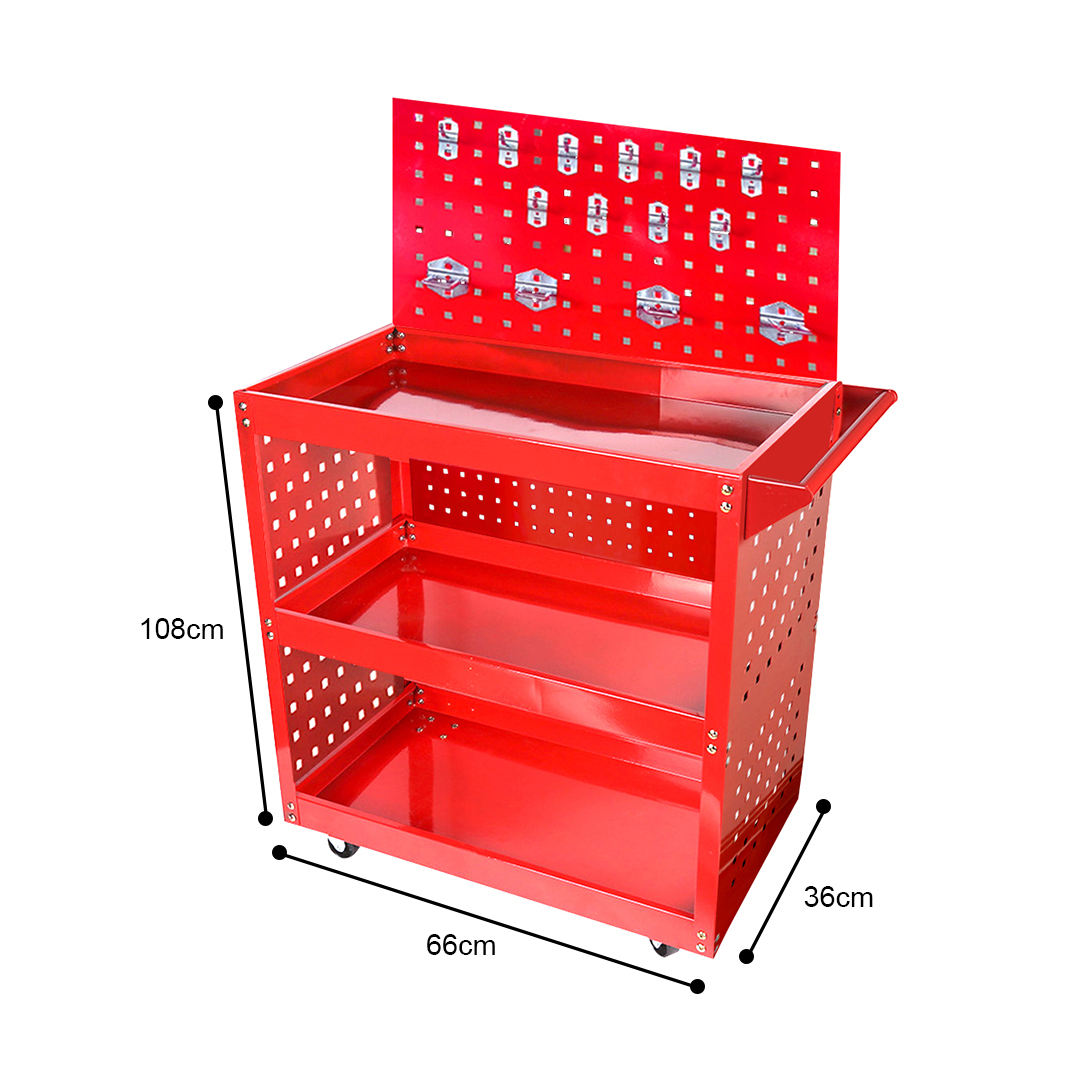 SOGA 3 Tier Tool Storage Cart Portable Service Utility Heavy Duty Mobile Trolley with Porous Side Panels, Garden, Tools & Hardware, Garage Storage & Organisation, Tool Organisers, , ,  - NZ DEPOT 4