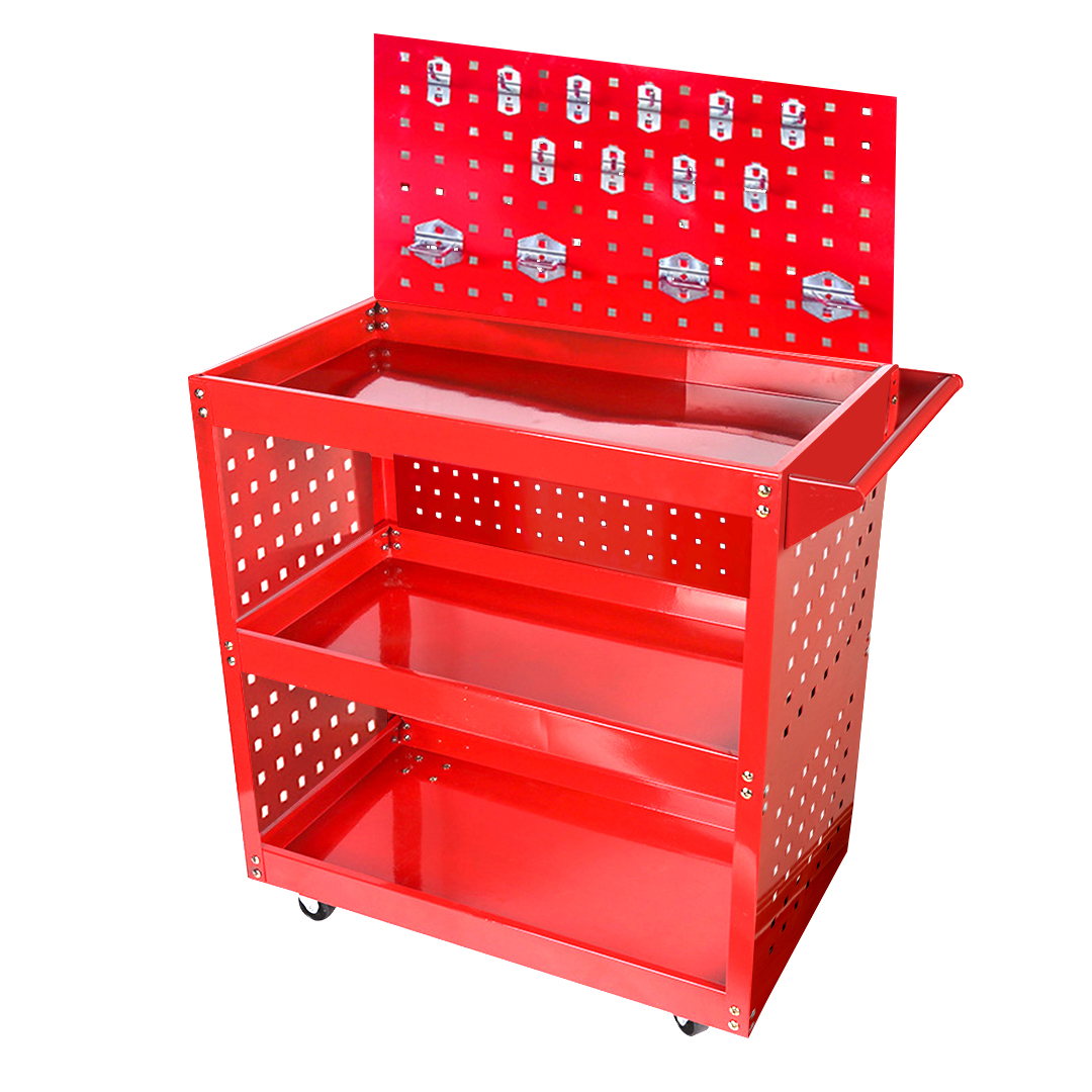 SOGA 3 Tier Tool Storage Cart Portable Service Utility Heavy Duty Mobile Trolley with Porous Side Panels, Garden, Tools & Hardware, Garage Storage & Organisation, Tool Organisers, , ,  - NZ DEPOT 1