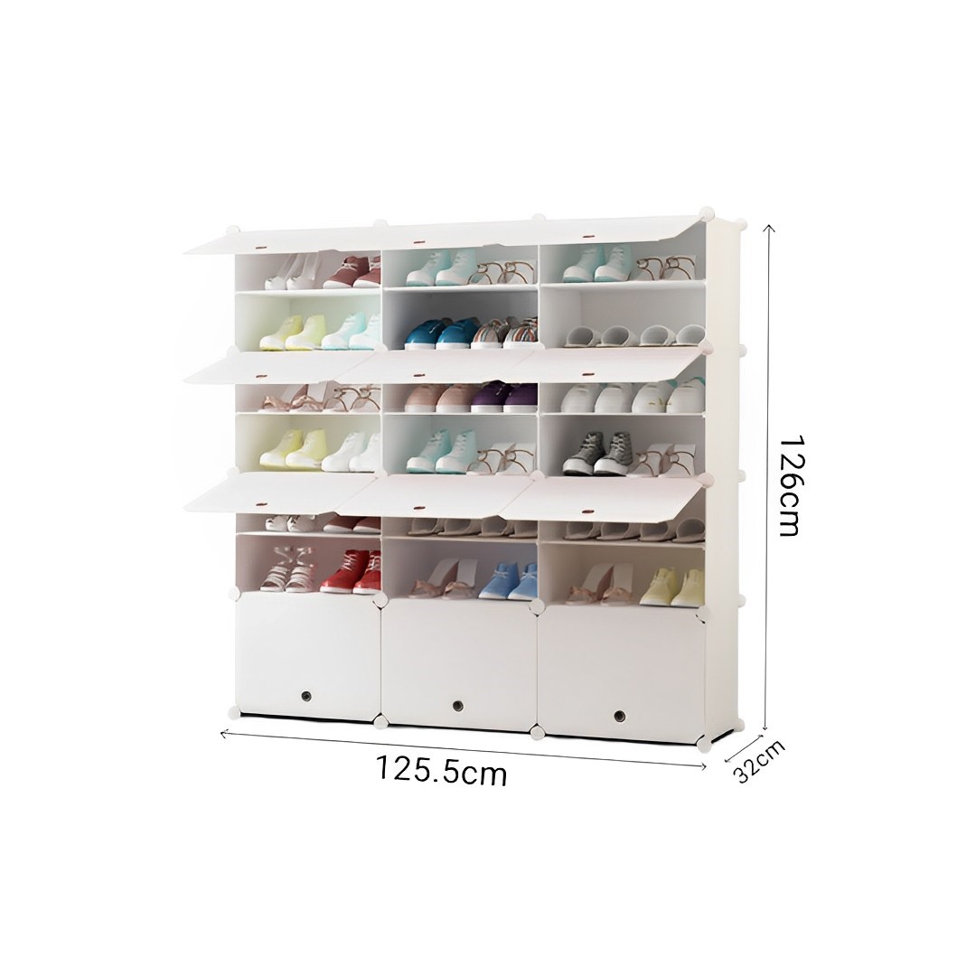 Soga 7 Tier 3 Column White Shoe Rack Organizer Sneaker Footwear Storage Stackable Stand Cabinet Portable Wardrobe With Cover, Furniture, Storage &Amp; Shelving, Shoe Storage, , ,  - Nz Depot 7