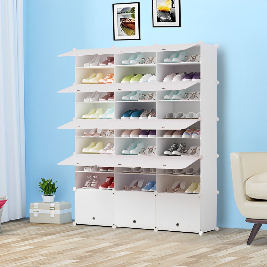 Soga 9 Tier 3 Column White Shoe Rack Organizer Sneaker Footwear Storage Stackable Stand Cabinet Portable Wardrobe With Cover, Furniture, Storage &Amp; Shelving, Shoe Storage, , ,  - Nz Depot 3