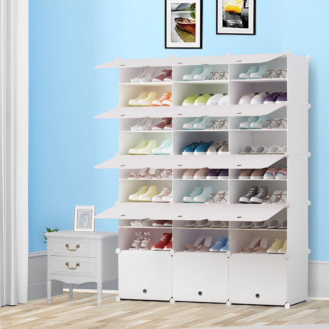 Soga 9 Tier 3 Column White Shoe Rack Organizer Sneaker Footwear Storage Stackable Stand Cabinet Portable Wardrobe With Cover, Furniture, Storage &Amp; Shelving, Shoe Storage, , ,  - Nz Depot 4