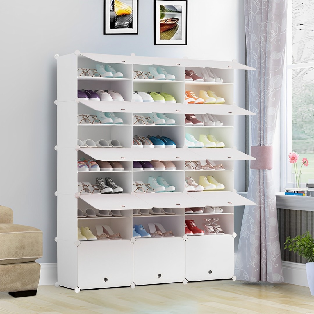 Soga 9 Tier 3 Column White Shoe Rack Organizer Sneaker Footwear Storage Stackable Stand Cabinet Portable Wardrobe With Cover, Furniture, Storage &Amp; Shelving, Shoe Storage, , ,  - Nz Depot 6