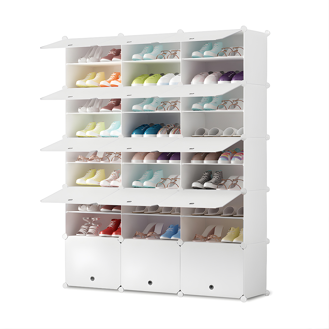 Soga 9 Tier 3 Column White Shoe Rack Organizer Sneaker Footwear Storage Stackable Stand Cabinet Portable Wardrobe With Cover, Furniture, Storage &Amp; Shelving, Shoe Storage, , ,  - Nz Depot 1