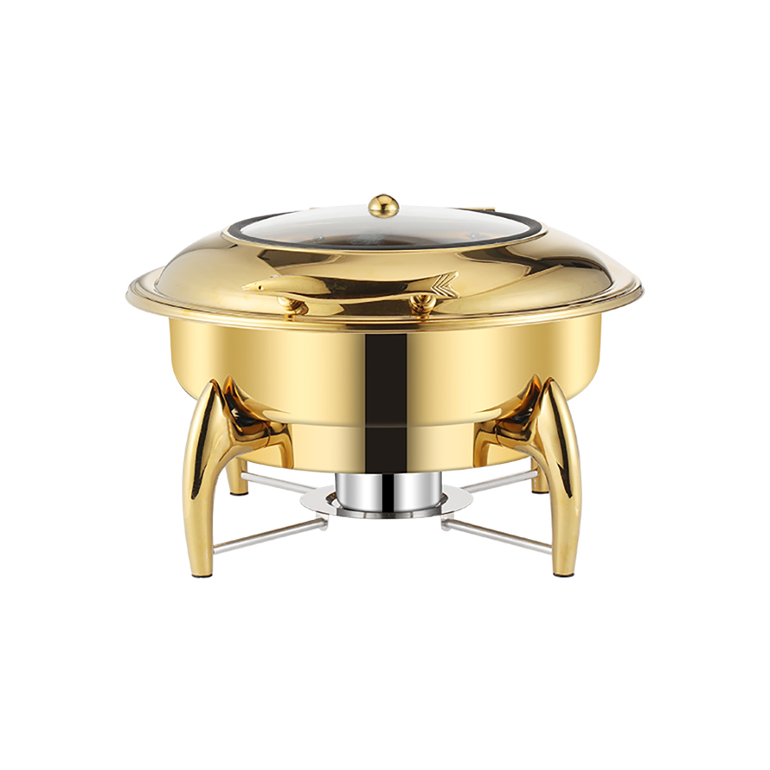 Soga Gold Plated Stainless Steel Round Chafing Dish Tray Buffet Cater Food Warmer Chafer With Top Lid, Furniture, Kitchen &Amp; Dining Room Furniture, Buffets, Sideboards &Amp; Kitchen Islands, , ,  - Nz Depot 1