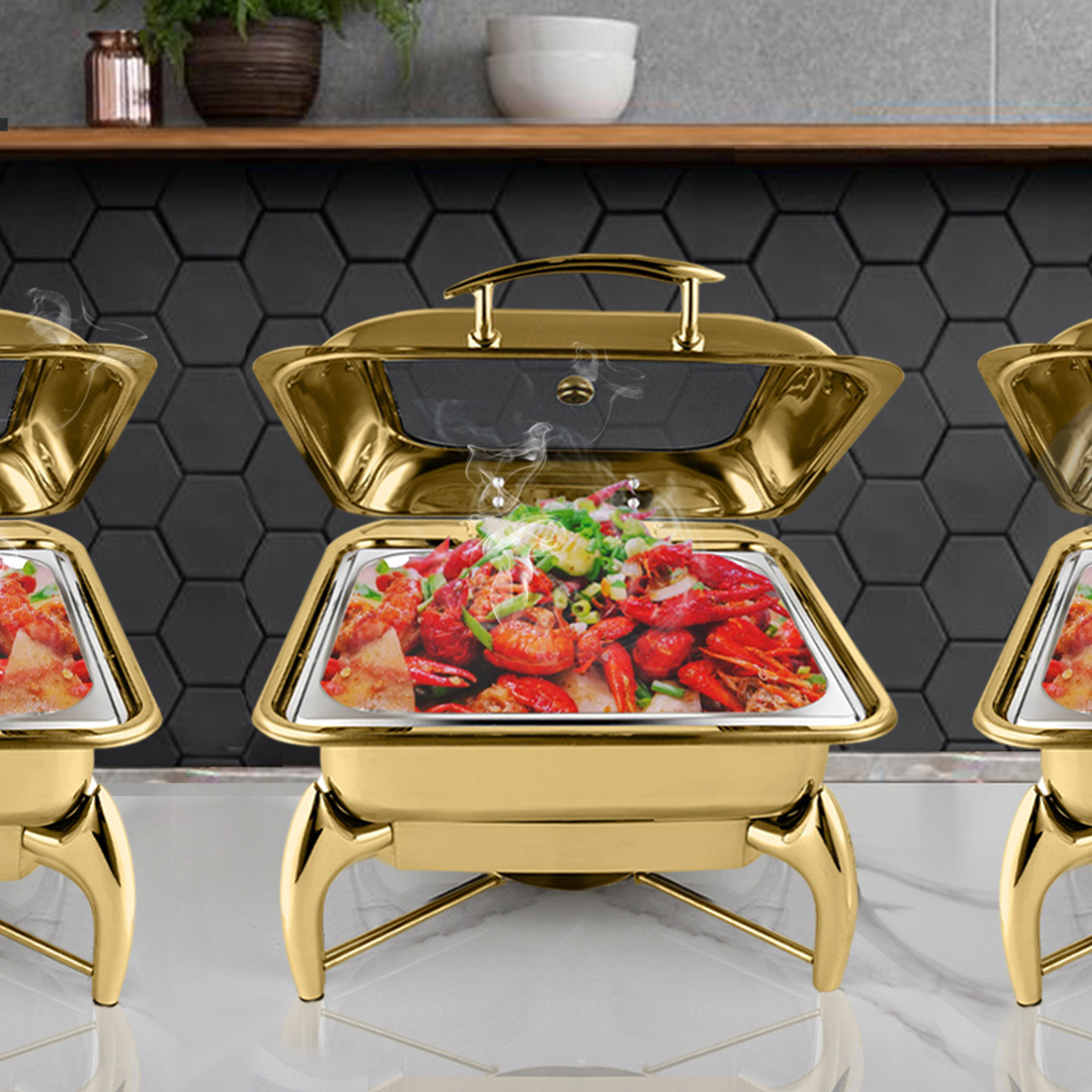 SOGA Gold Plated Stainless Steel Square Chafing Dish Tray Buffet Cater Food Warmer Chafer with Top Lid, Furniture, Kitchen & Dining Room Furniture, Buffets, Sideboards & Kitchen Islands, , ,  - NZ DEPOT 8