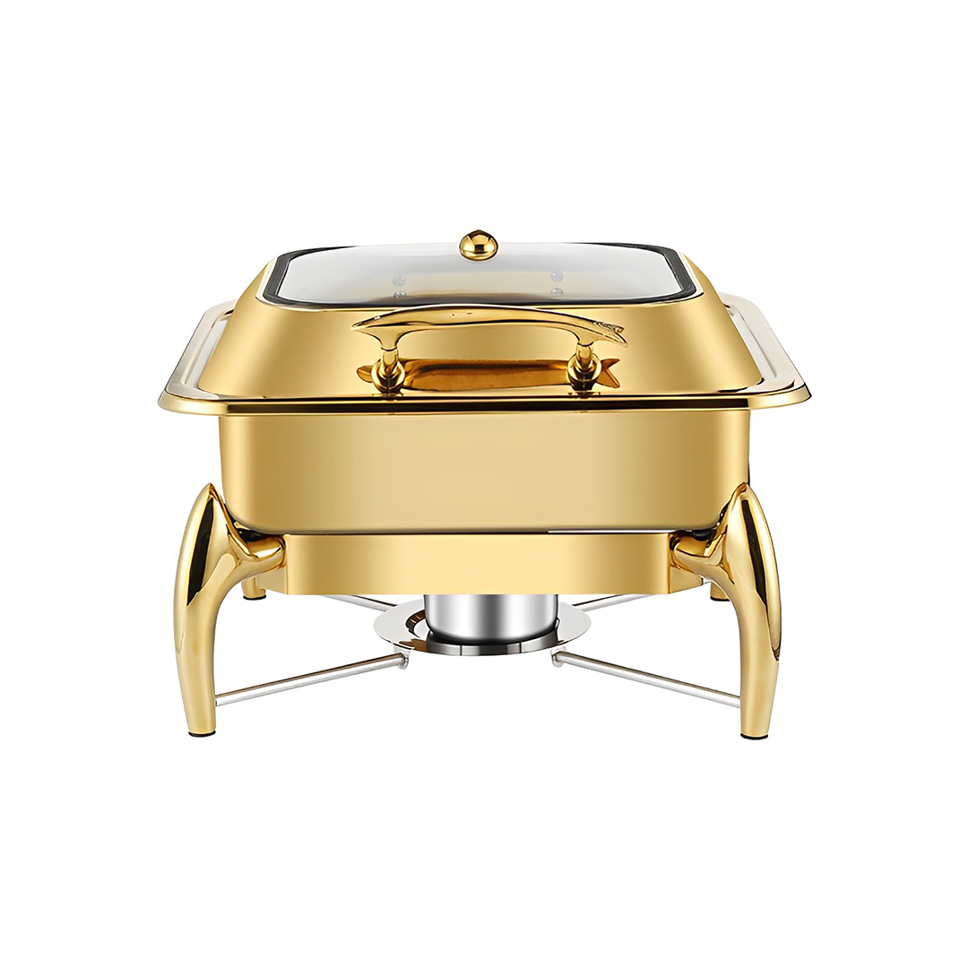 SOGA Gold Plated Stainless Steel Square Chafing Dish Tray Buffet Cater Food Warmer Chafer with Top Lid, Furniture, Kitchen & Dining Room Furniture, Buffets, Sideboards & Kitchen Islands, , ,  - NZ DEPOT 1