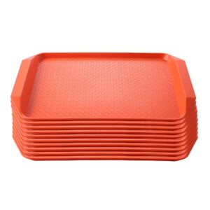 SOGA Rectangular Serving Tray Heavy Duty Waterproof Stackable Plastic Food Snack Pan Set of 10 Orange, Home & Living, Kitchen & Dining, Servingware, Serving Platters & Trays, ,  - NZ DEPOT 1