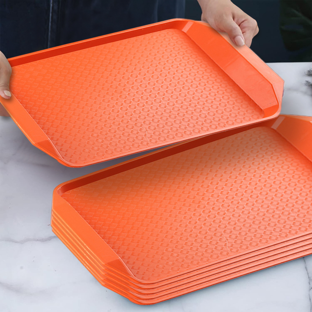 Soga Rectangular Serving Tray Heavy Duty Waterproof Stackable Plastic Food Snack Pan Set Of 5 Orange, Home &Amp; Living, Kitchen &Amp; Dining, Servingware, Serving Platters &Amp; Trays, ,  - Nz Depot 2