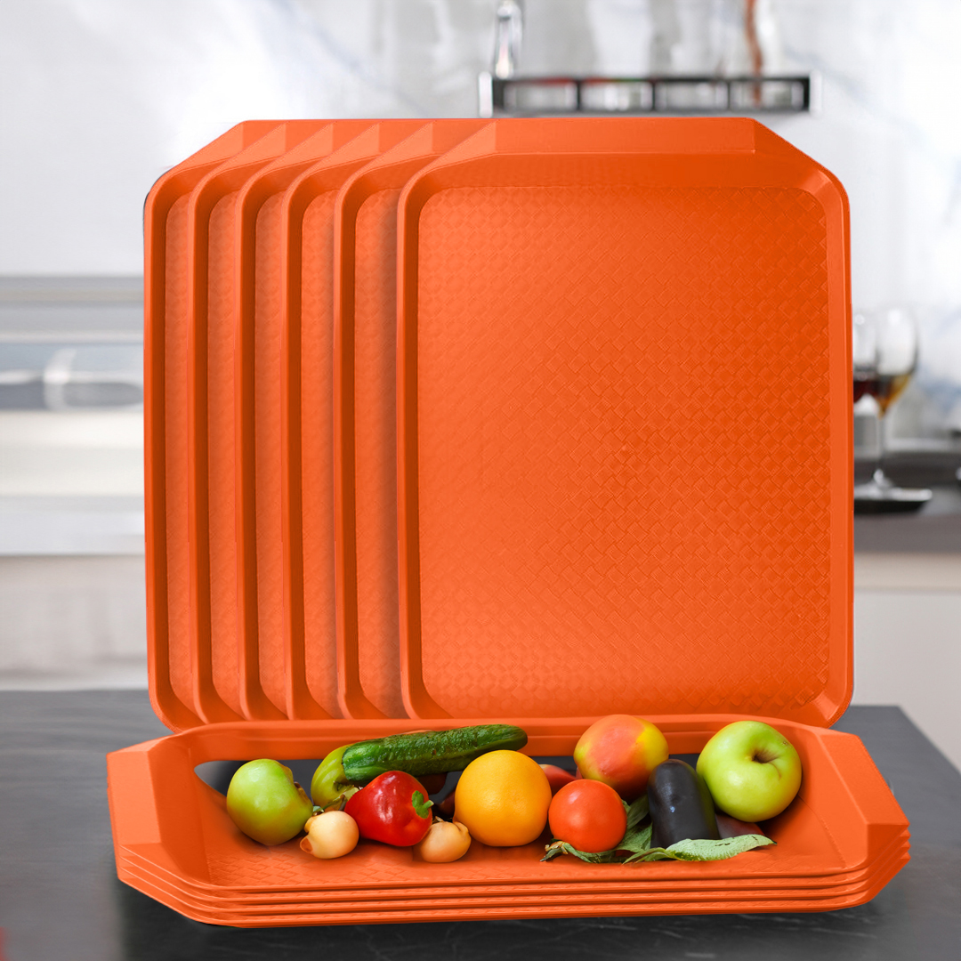 Soga Rectangular Serving Tray Heavy Duty Waterproof Stackable Plastic Food Snack Pan Set Of 5 Orange, Home &Amp; Living, Kitchen &Amp; Dining, Servingware, Serving Platters &Amp; Trays, ,  - Nz Depot 3