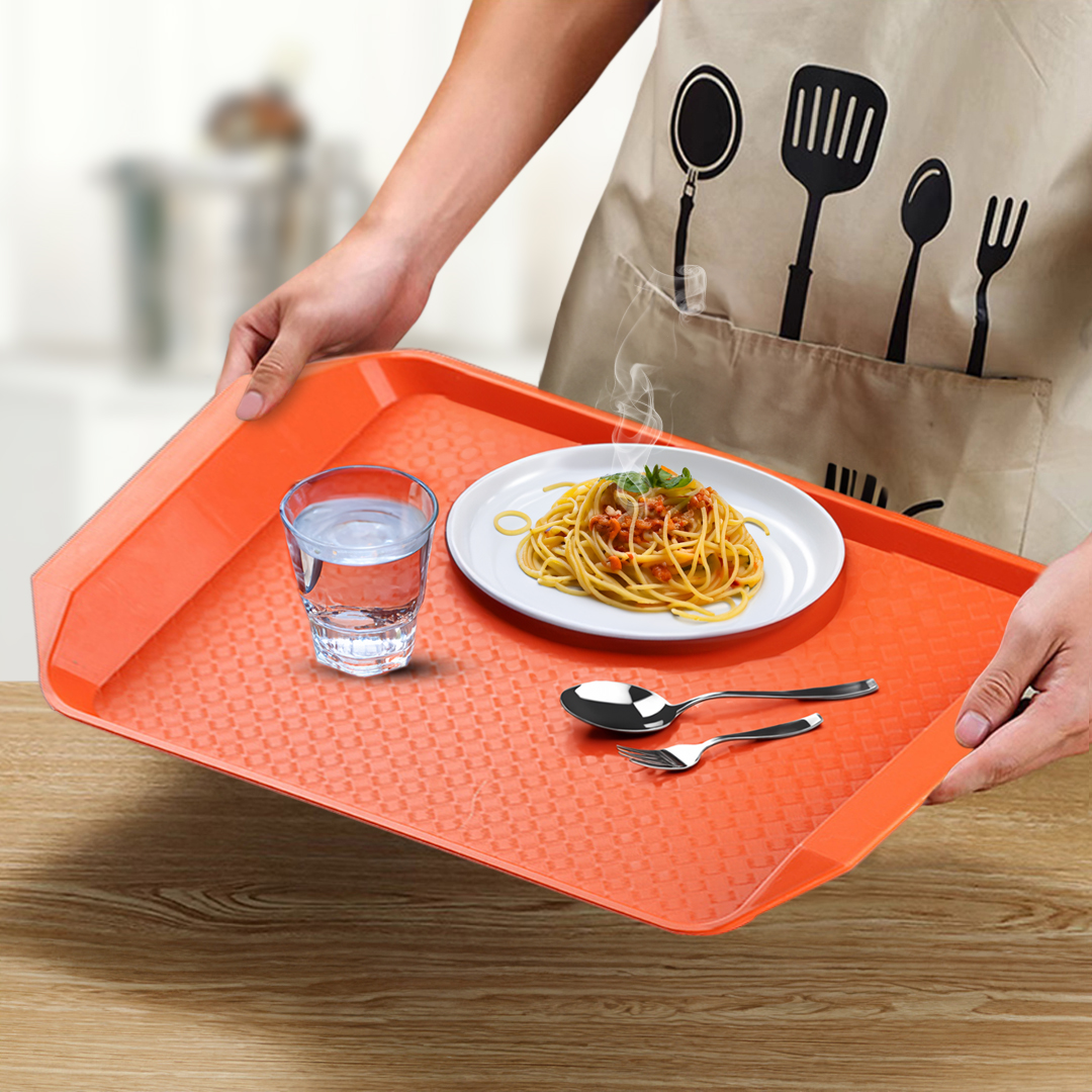 Soga Rectangular Serving Tray Heavy Duty Waterproof Stackable Plastic Food Snack Pan Set Of 5 Orange, Home &Amp; Living, Kitchen &Amp; Dining, Servingware, Serving Platters &Amp; Trays, ,  - Nz Depot 4