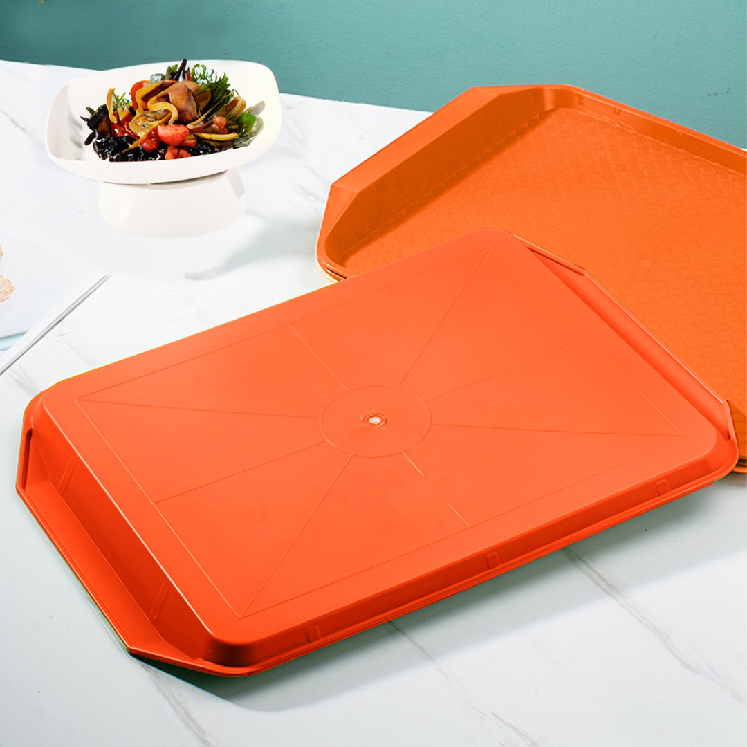 Soga Rectangular Serving Tray Heavy Duty Waterproof Stackable Plastic Food Snack Pan Set Of 5 Orange, Home &Amp; Living, Kitchen &Amp; Dining, Servingware, Serving Platters &Amp; Trays, ,  - Nz Depot 8