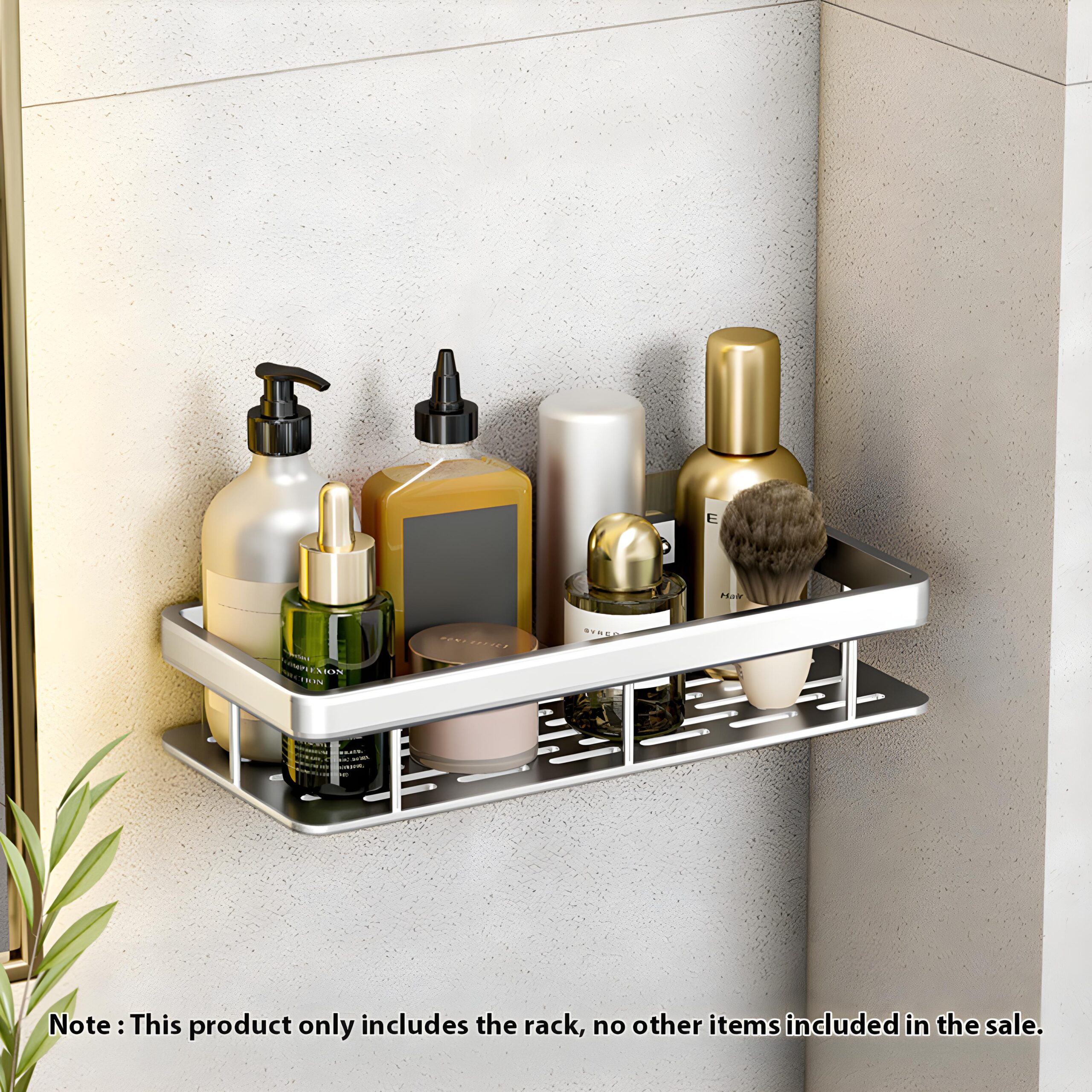 Soga Silver Wall-Mounted Rectangular Bathroom Storage Organiser Space Saving Adhesive Shelf Rack, Home, Bathroom, Bathroom Accessories, Bathroom Storage, ,  - Nz Depot 2