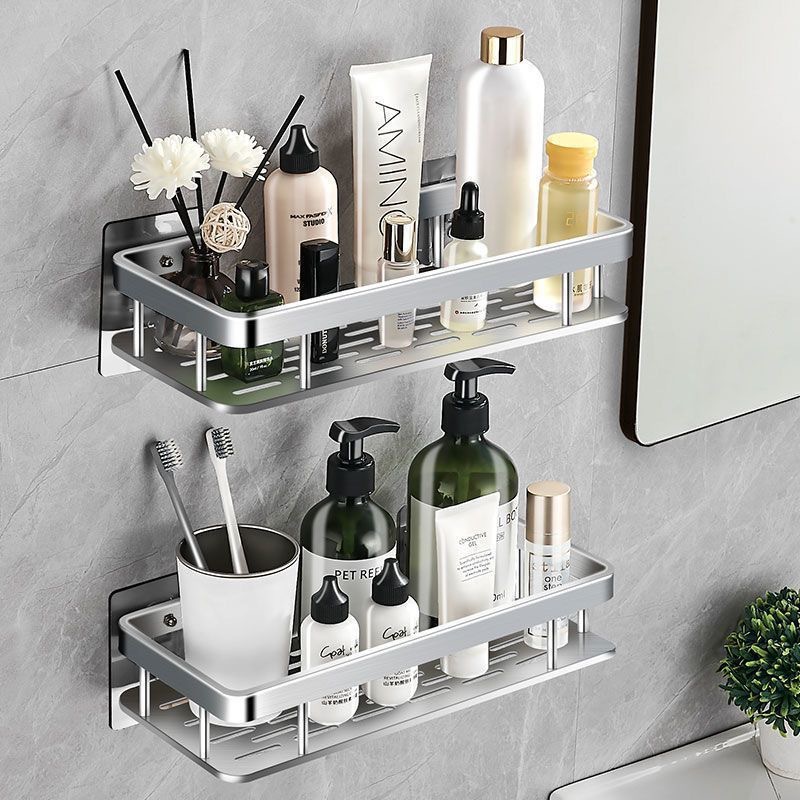 Soga Silver Wall-Mounted Rectangular Bathroom Storage Organiser Space Saving Adhesive Shelf Rack, Home, Bathroom, Bathroom Accessories, Bathroom Storage, ,  - Nz Depot 5