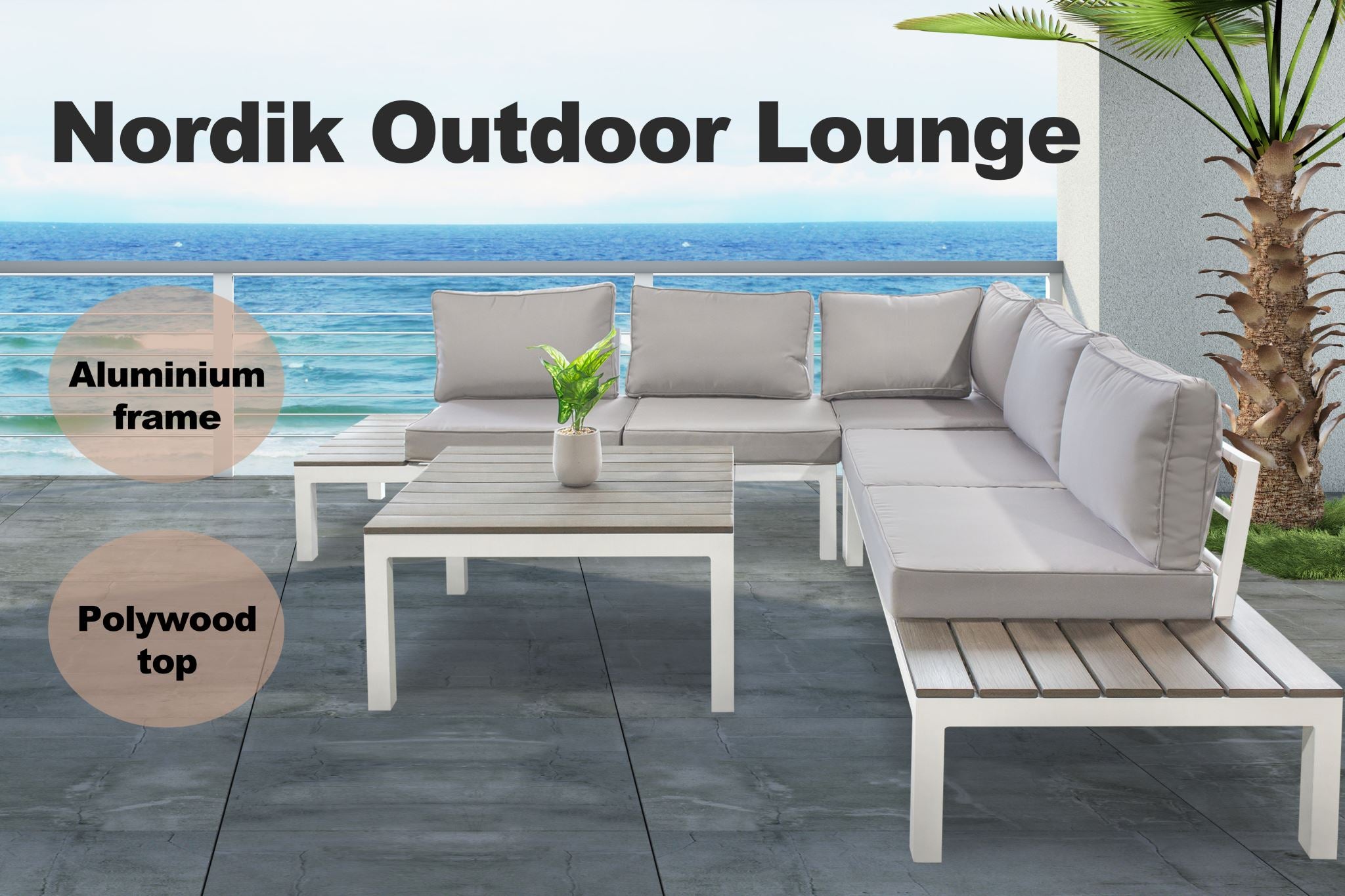 T Nordik Outdoor Lounge White & Grey