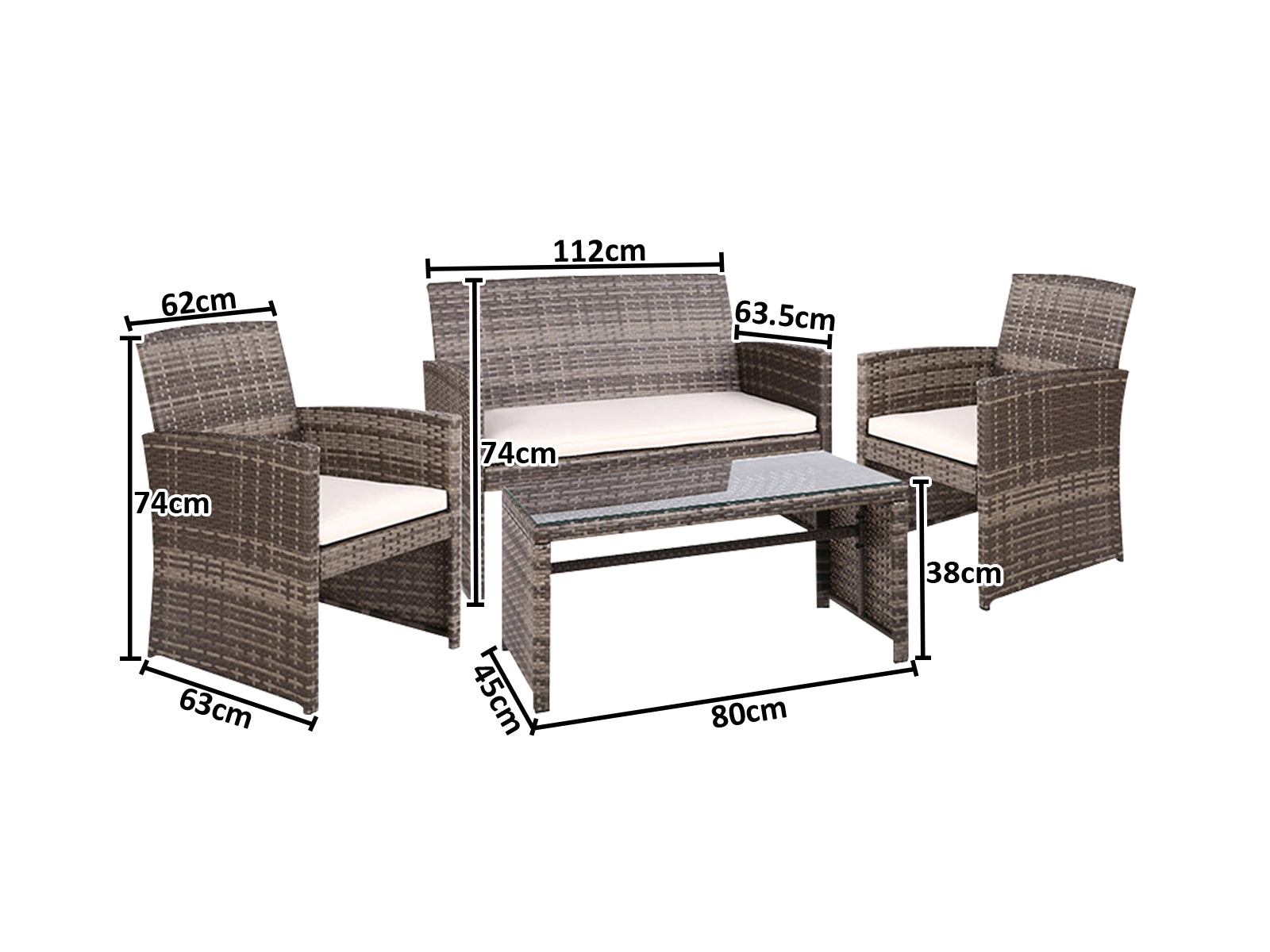 T Pansey 4PC Outdoor Sofa Set PR10173 Outdoor Furniture NZ DEPOT 3