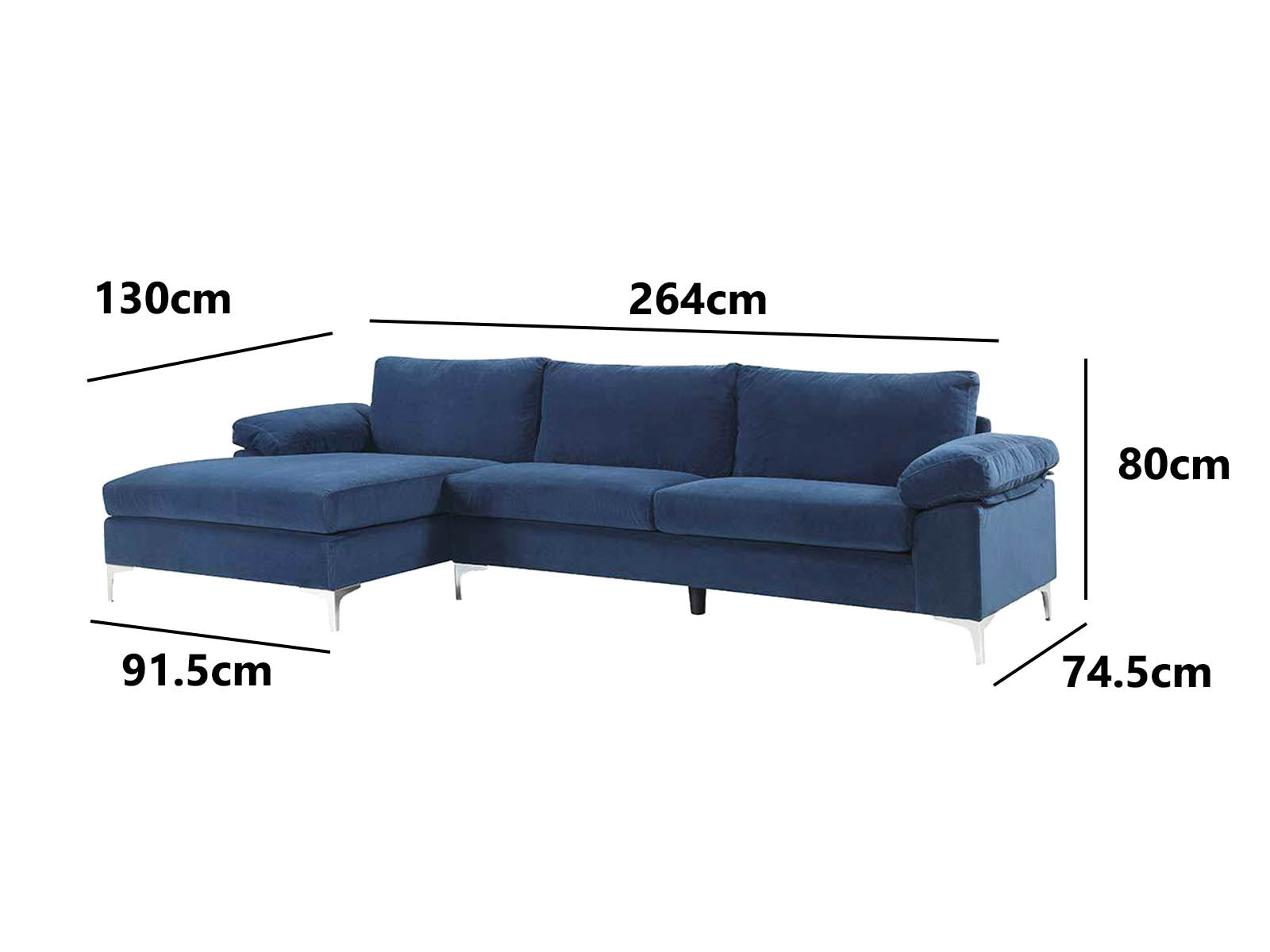 T Ronni Sectional Sofa Velvet Blue Pr10062 Outdoor Furniture Nz Depot 4 - Nz Depot