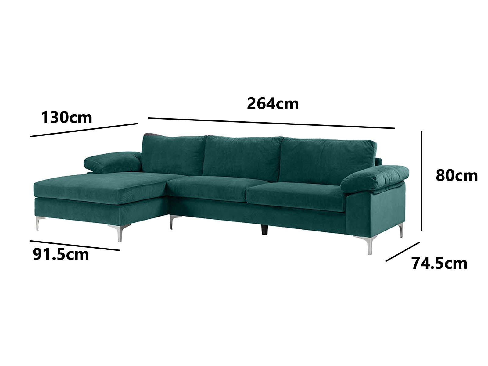 T Ronni Sectional Sofa Velvet Green PR10064 Outdoor Furniture NZ DEPOT 4