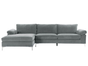 T Ronni Sectional Sofa Velvet Grey Pr10061 Outdoor Furniture Nz Depot - Nz Depot