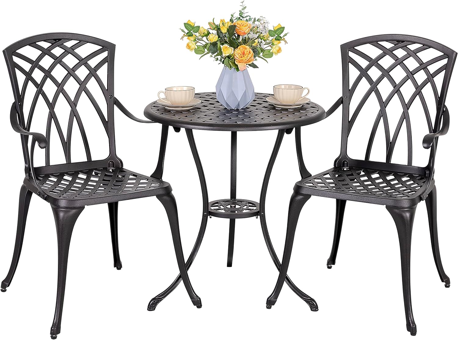 Armchair Bistro Set Black Alu