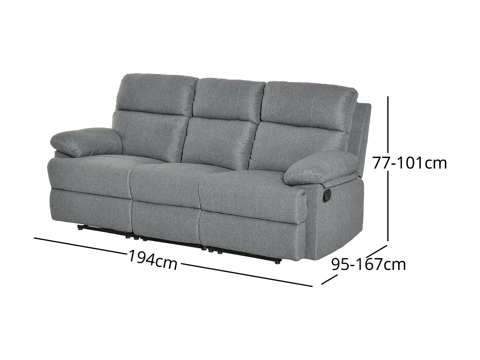 DS Manual Recliner Sofa Linen Grey PR11459 Sofas Sectionals Sofa Beds NZ DEPOT 5