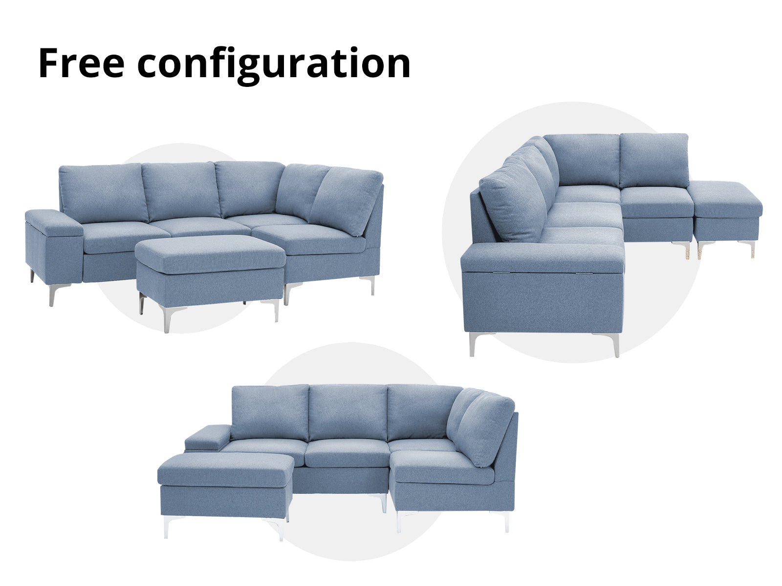 DS T Kristin Sectional Sofa Set Linen Blue PR11729 Sofas Sectionals Sofa Beds NZ DEPOT 4