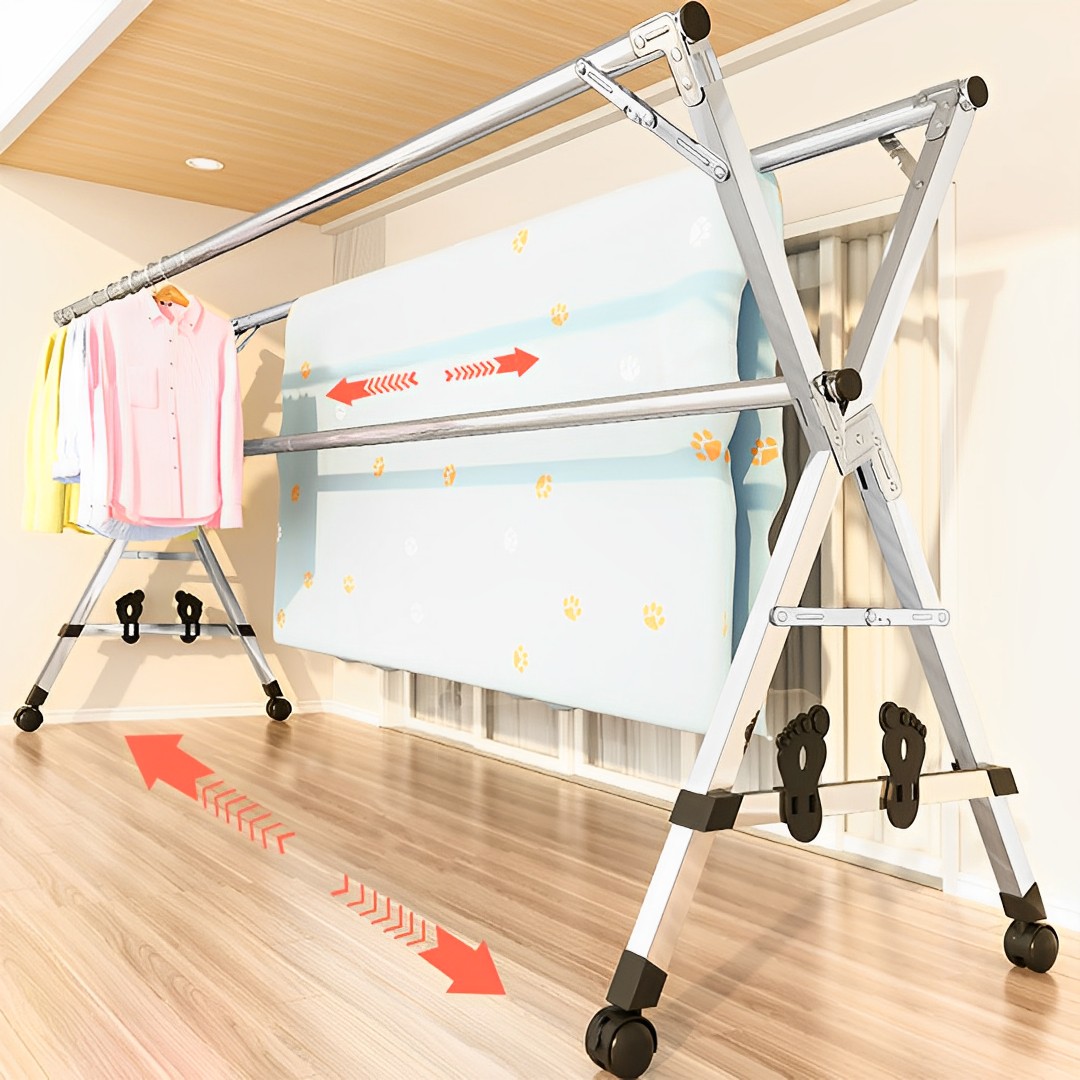 Soga 1.6M Portable Standing Clothes Drying Rack Foldable Space-Saving Laundry Holder With Wheels, Home &Amp; Living, Laundry, Drying Racks, , ,  - Nz Depot 2