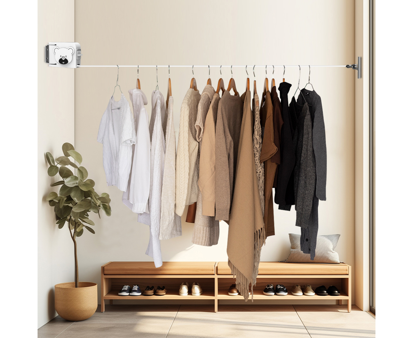 Soga 160Mm Wall-Mounted Clothes Line Dry Rack Retractable Space-Saving Foldable Hanger White, Home &Amp; Living, Laundry, Drying Racks, , ,  - Nz Depot 7