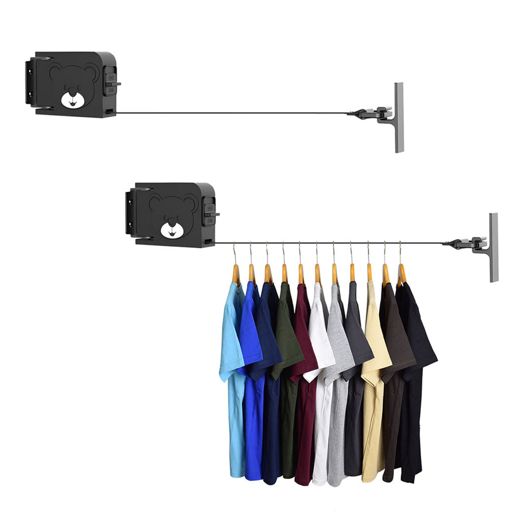 Soga 2X 160Mm Wall-Mounted Clothes Line Dry Rack Retractable Space-Saving Foldable Hanger Black, Home &Amp; Living, Laundry, Drying Racks, , ,  - Nz Depot 1