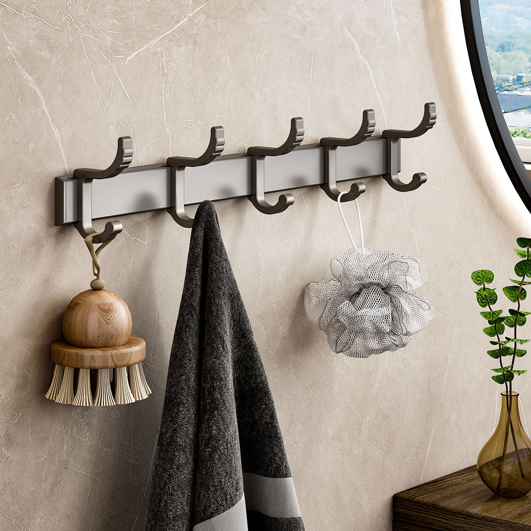 Soga 2X 37Cm Wall Mounted Towel Rack Space-Saving Hanger Organiser With Durable Hooks, Home, Bathroom, Bathroom Accessories, Bathroom Storage, ,  - Nz Depot 3