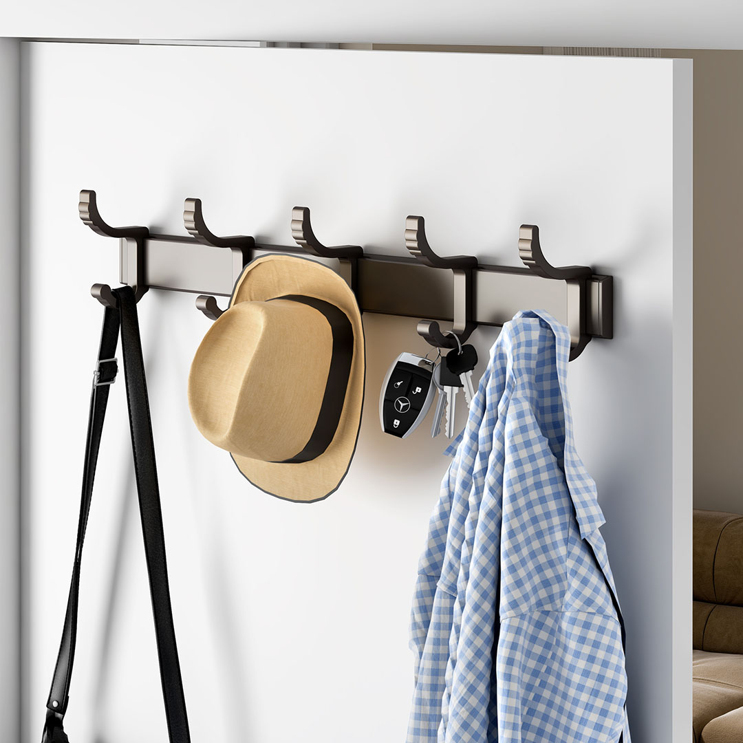 Soga 2X 37Cm Wall Mounted Towel Rack Space-Saving Hanger Organiser With Durable Hooks, Home, Bathroom, Bathroom Accessories, Bathroom Storage, ,  - Nz Depot 5