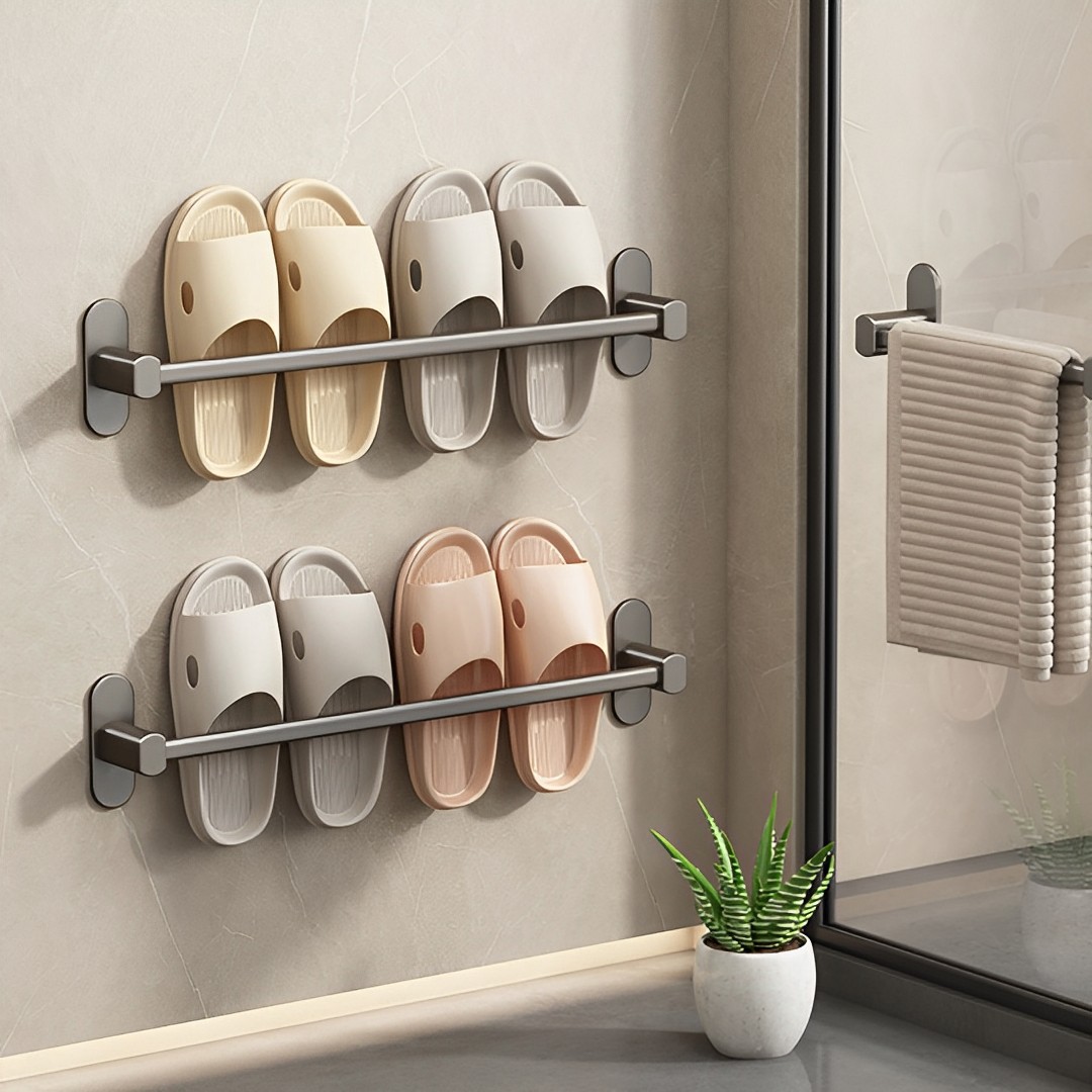 SOGA 2X 49cm Wall-Mounted Slipper Organiser Adhesive Storage Space-Saving Wall Rack, Home & Living, Bathroom, Bathroom Accessories, Other, ,  - NZ DEPOT 4