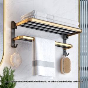 SOGA 2X 62cm Wall-Mounted Double Pole Towel Holder Bathroom Organiser Rail Hanger with Hooks, Home, Bathroom, Bathroom Accessories, Bathroom Storage, ,  - NZ DEPOT 2